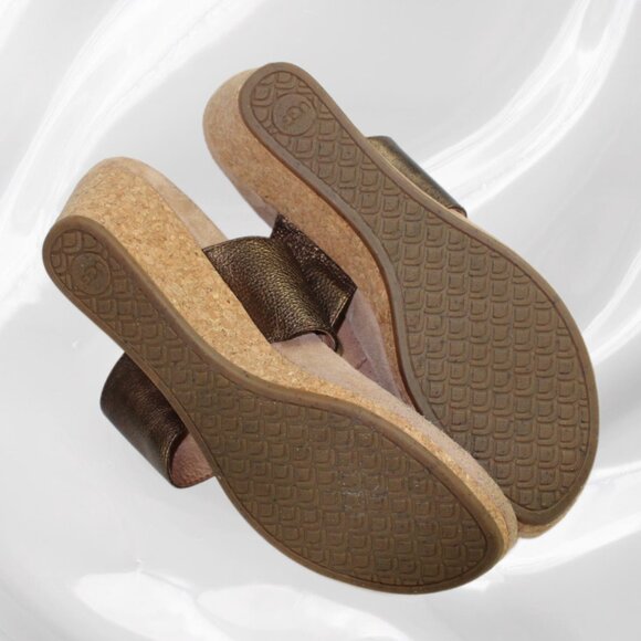 UGG Briella Pony Brown Bronze Wedge Thong Sandal, Size 10 - Picture 7 of 7
